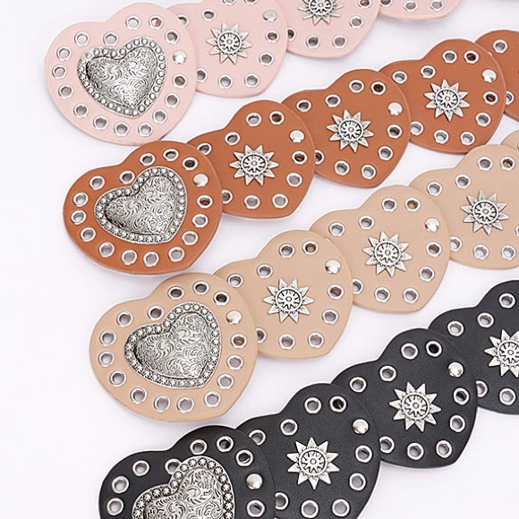 Vegan Leather Heart Western Concho Statement Belt - Picture 7 of 7